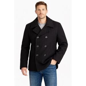 2009 Holiday J.Crew Bayswater Black Wool Peacoat Anchor Buttons XL Tall